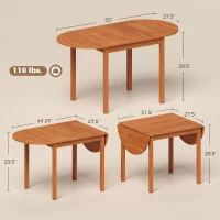 HOMCOM 55" Wood Kitchen Table, Drop Leaf Tables for Small Spaces, Walnut(m-3)
