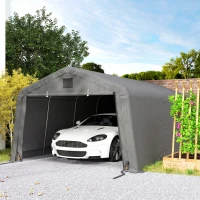 Outsunny Carport 12' x 20' Portable Garage, Heavy Duty Car Port Canopy with Ventilation Windows and Large Roll-up Door, Gray(m-10)