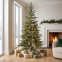 HOMCOM 7ft Prelit Sparse Christmas Tree with Downswept Hinges Warm White LED Lights, Green(m-8)