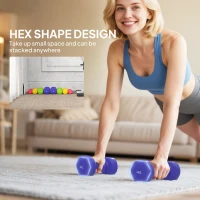 Soozier 44lbs Hex Dumbbell Set, Hand Weights Fitness Dumbbells for Home Gym Strength Training, Multi-Colour(m-6)