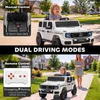 Qaba Licensed Mercedes-Benz G580 12V Kids Ride On Car with Remote, Soft Start, Headlights, Seat Belt, Music, USB, Horn, White(m-5)