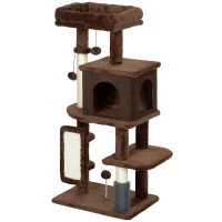 PawHut 41 Inch Cat Tree with Scratching Posts, Cat Bed, Condo, Grooming Brush, Jumping Platforms, Toy Balls, Anti-tip Kit(m-2)