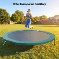 Soozier Trampoline Pad, 14FT Replacement Trampoline Safety Pad Mat Spring Cover, Water-Resistant, UV-Resistant, Tear-Resistant, No Holes for Pole, Green(m-9)