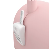 PawHut Cat Litter Box with Lid, Removable Tray, Scoop, Filter, Pink(m-12)