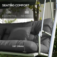 Outsunny 59" Tufted Bench Cushions & Throw Pillows, Replacement Bench Seat Pad, Back & 2 Pillows for Outdoor Furniture, Charcoal(m-6)
