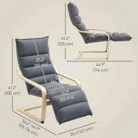 HOMCOM Accent Chair, Velvet Upholstered Living Room Chair with Footrest, Wood Frame, Dark Grey(m-3)
