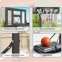 Soozier Portable Basketball Hoop, 7.5-10FT Height Adjustable Swimming Pool Basketball Goal with 43.25" Backboard, Wheels and Fillable Base, for Youth & Adults(m-7)