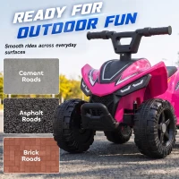 Qaba 6V Kids ATV, 4 Wheels Kids Quad with Button Control, 45Mins Runtime, Max 1.2MPH, Max 55lbs Load for 18-48 M, Rose Red(m-7)