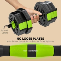 Soozier 6-in-1 Adjustable Dumbbell Set, Used as Kettlebell, Barbell, Dumbbell, Push-Up Stand, 44lbs Free Weights Set, Green(m-6)