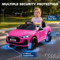 Qaba Audi A5L Licensed Electric Ride on Car for Kids 3-6 with Remote Control Dual Motors 4-Wheel Suspension Music, Pink(m-6)