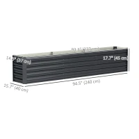Outsunny 8' x 1.3' x 1.5'Galvanized Raised Bed, Large Elevated Planter Box for Growing Flowers, Herbs and Vegetables, Dark Grey(m-3)