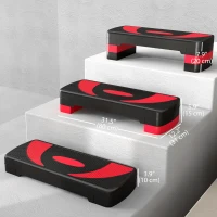 Soozier Adjustable Aerobic Stepper, Exercise Step Platform, Step Exercise Trainer, Workout Fitness Yoga Risers, 4"-6"-8", Red(m-3)
