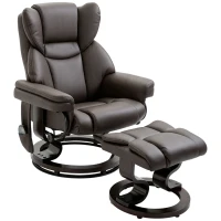 HOMCOM Massage Recliner Chair with Footrest, Swivel Armchair, Wrapped Wood Base, 10 Massage Points, Faux Leather, Brown(m-1)