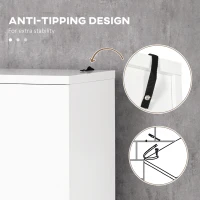 kleankin Bathroom Cabinet, Freestanding Linen Cabinet with Open Shelves and Cupboards, 23.6"x13.2"x72", White(m-6)