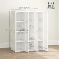 HOMCOM Portable Wardrobe, Foldable Plastic with 8 Compartments, 2 Hanging Rods and Magnetic Doors, White(m-3)