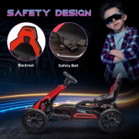 Aosom 12V Electric Go Kart for Kids, Ride On Toy with EVA Tires, 2 Speeds, Adjustable Seat, Safety Belt for 3-8 Years, Red(m-6)