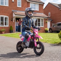 Qaba 36V Electric Dirt Bike for Kids with Brushless Motor, Up to 9.9 MPH, Inflatable Tires and Rear Suspension, Pink(m-10)