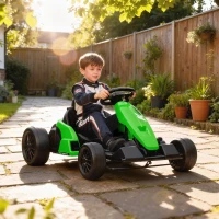 Qaba 24V Electric Go Kart with Dual 150W Motors, Adjustable Seat & 11.2MPH High Speed, Slow Start, 5-Point Harness, Green(m-10)