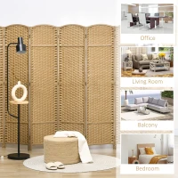 HOMCOM Folding Room Divider Screen 8 Panel 5.6 ' Tall Privacy Screen Freestanding Room Partition for Home Office, Nature Wood(m-7)