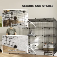 PawHut Detachable Metal Cat Cage with Platforms, Ramps, Accessories, for 1-3 Cats, 55", Black(m-8)