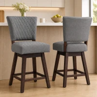 HOMCOM Set of 2 Swivel Counter Height Bar Stools with Footrest, Dark Grey(m-2)