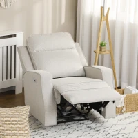 HOMCOM Electric Power Recliner, Wall Hugger Armchair with USB Charging Station, Sofa Recliner with Linen Upholstered Seat and Retractable Footrest, Cream White(m-8)