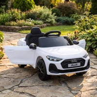 Qaba Audi A5L Licensed Electric Ride on Car for Kids 3-6 with Remote Control Dual Motors 4-Wheel Suspension Music, White(m-8)