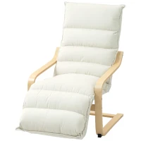 HOMCOM Accent Chair, Velvet Upholstered Living Room Chair with Footrest, Wood Frame, Cream White(m-2)