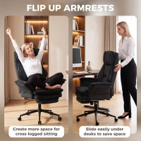 HOMCOM Cross Legged Office Chair with Footrest, 396 lbs Reclining Computer Desk Chair with High Back, Flip-up Armrests, Black(m-5)