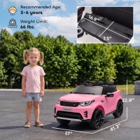 Qaba 12V Electric Car for Kids, Licensed Land Rover Ride on Car with Parent Remote, Soft Start, 4 Wheel Suspension, Pink(m-3)