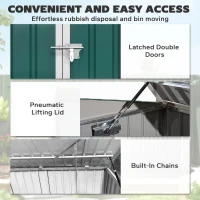 Outsunny Outdoor Steel Wheelie Trash Can, Storage Shed With Double Door & Lid Rubbish Cover for 2 Trash Cans(m-5)