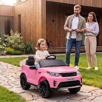 Qaba 12V Electric Car for Kids, Licensed Land Rover Ride on Car with Parent Remote, Soft Start, 4 Wheel Suspension, Pink(m-2)