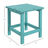 Outsunny Patio Side Table, 15" Square Outdoor End Table, HDPE Plastic Tea Table for Adirondack Chair, Backyard or Lawn, Green(m-3)