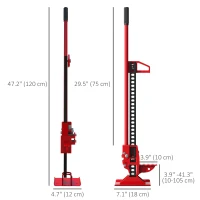 HOMCOM 3 Tonne/6600 lb Farm Jack, 48" High Lift Jack for 4x4 Tractors Trucks Agricultural Lifting, Red(m-3)