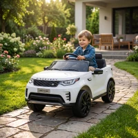Qaba 12V Electric Car for Kids, Licensed Land Rover Ride on Car with Parent Remote, Soft Start, 4 Wheel Suspension, White(m-8)