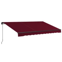 Outsunny 13' x 10' Retractable Awning, 280gsm UV Resistant Sunshade Shelter, for Deck, Balcony, Yard, Wine Red(m-9)