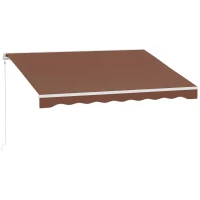 Outsunny 10' x 8' Electric Awning, Retractable Awning Sun Shade Shelter with Remote Controller, Manual Crank Handle and Aluminum Frame, for Deck, Balcony, Yard, Coffee(m-2)