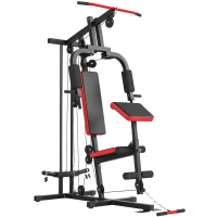 Soozier Home Gym Equipment, Multifunctional Weight Machine with Pulley System for Full Body Strength Training, Black(m-2)