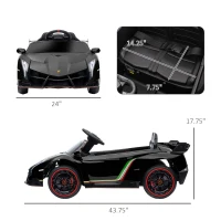 Aosom Lamborghini Veneno Licensed 12V Electric Kids Ride on Car with Remote for 3-6 Years, Black(m-3)