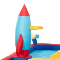 Outsunny 5-in-1 Inflatable Water Slide, Rocket Themed Kids Castle Bounce House with Slide, Pool, Water Cannon, Basket, Climbing Wall Includes Carry Bag, Repair Patches, 750W Air Blower(m-9)