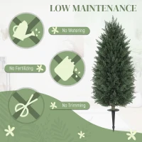 HOMCOM 43.3 Inch Set of 2 Artificial Cypress Topiary Tree, Indoor Outdoor UV Resistant Faux Plants with Ground Stake for Garden(m-5)