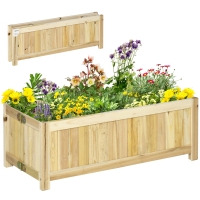 Outsunny Foldable Raised Garden Bed, Wooden Planter Box, Herb Garden Planter with Drainage Holes, for Backyard