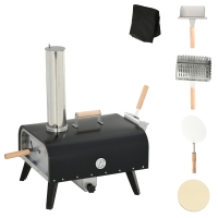 Outsunny Pellet Wood Fired Pizza Oven, Outdoor Pizza Maker with 12" Rotating Stone, Peel and Waterproof Cover