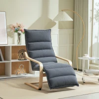 HOMCOM Accent Chair, Velvet Upholstered Living Room Chair with Footrest, Wood Frame, Dark Grey(m-5)