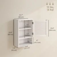HOMCOM Bathroom Cabinet, Wall Mounted Storage Cabinet with Adjustable Shelves, 40 x 20 x 60 cm, White(m-3)