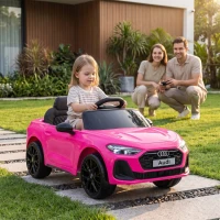 Qaba Audi A5L Licensed Electric Ride on Car for Kids 3-6 with Remote Control Dual Motors 4-Wheel Suspension Music, Pink(m-2)