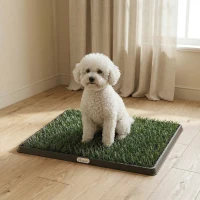 PawHut Dog Grass Pad with Tray, Artificial Grass Pet Training Toilet with Drainage Grid, 2 Grass Mats(m-1)