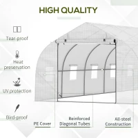 Outsunny 26' x 10' x 7' Walk-in Greenhouse Tunnel, Large Gardening Hot House with 12 Windows, 2 Net Protected Zipper Screen Doors for Backyard, White(m-4)