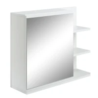 kleankin Bathroom Storage Cabinet with Mirror, Wall Mounted Medicine Cabinet with 3 Open Shelves and 2-tier Cupboard(m-2)