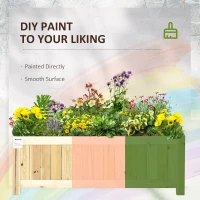Outsunny Foldable Raised Garden Bed, Wooden Planter Box, Herb Garden Planter with Drainage Holes, for Backyard(m-6)